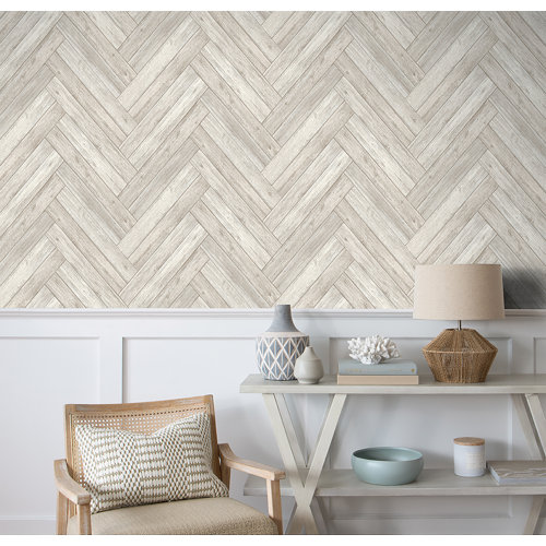 Foundry Select Surface Style Herringbone Wood 18' L x 20.5" W Peel and Stick Wallpaper Roll